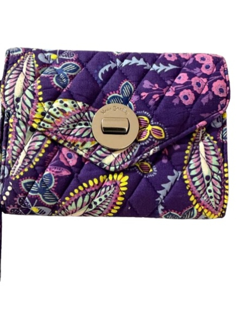 Vera Bradley”Batik Leaves” Envelope Wallet Wristlet with Turn-Lock EUC